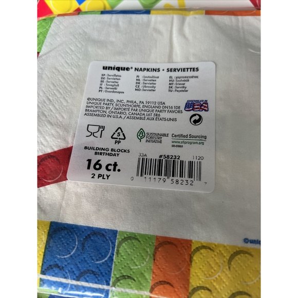 Building Blocks Birthday Dinner Plates, 16 Count Plates and Napkins (2 S… - Picture 4 of 5